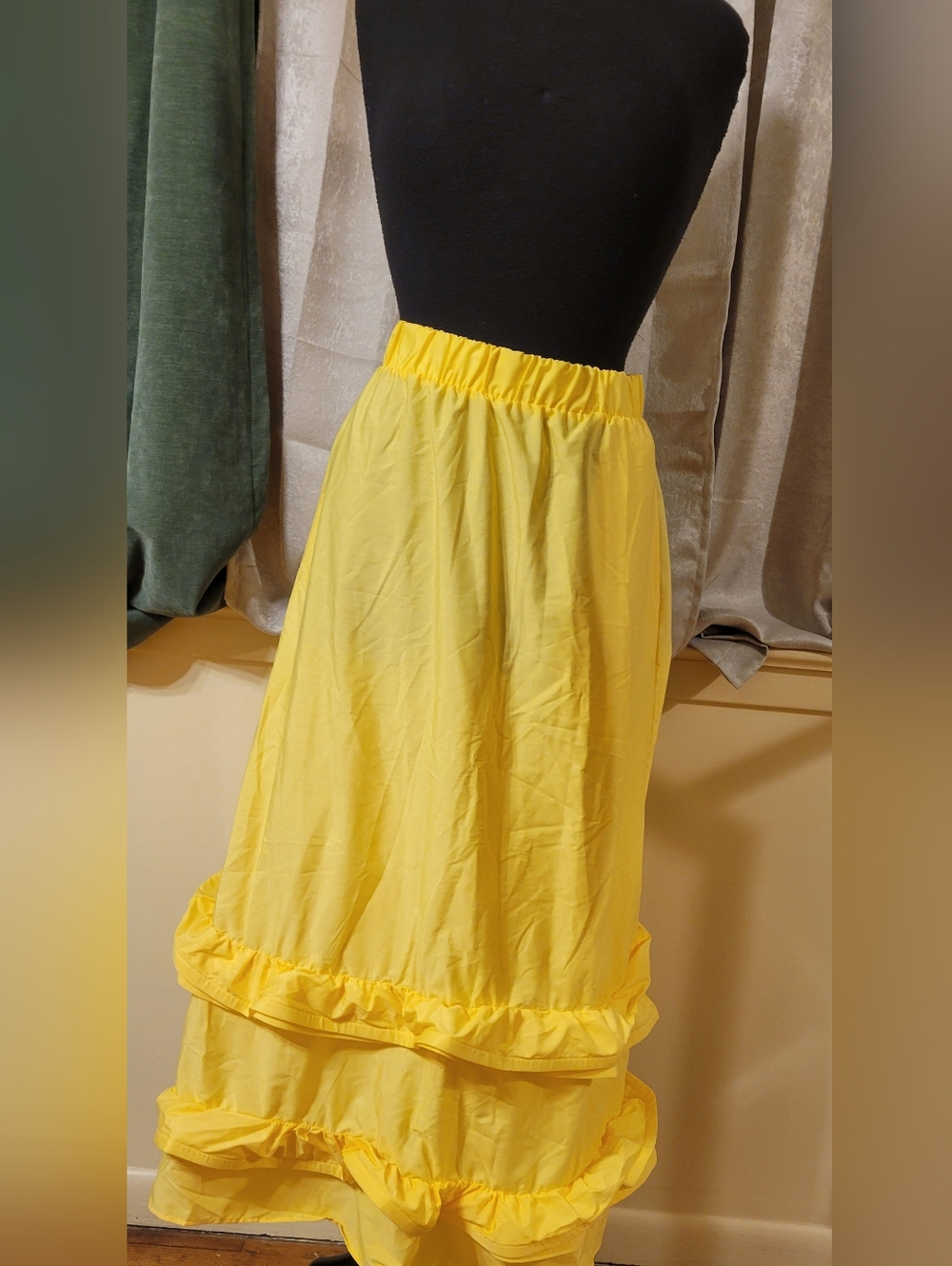 Ashley Stewart Yellow Ruffled Maxi Skirt